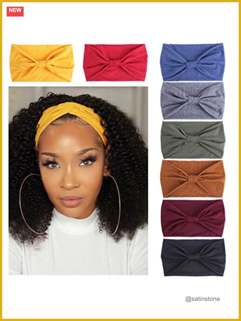 8 Pack Wide Non-Slip Boho Headbands Elastic Turban Headwrap Yoga Workout
